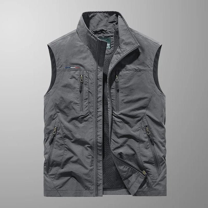 Gilet da esterno leggero con tasche multiple con cerniera da uomo