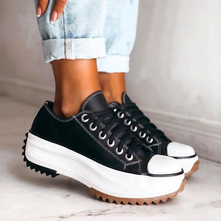 Sneakers da donna in tela con plateau e suola rialzata antiscivolo