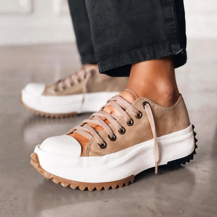 Sneakers da donna in tela con plateau e suola rialzata antiscivolo