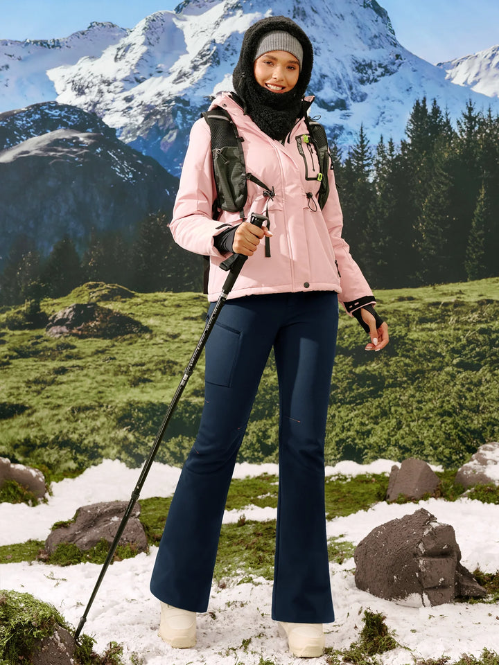 Women's Fleece-Lined Waterproof Flared Ski Pants