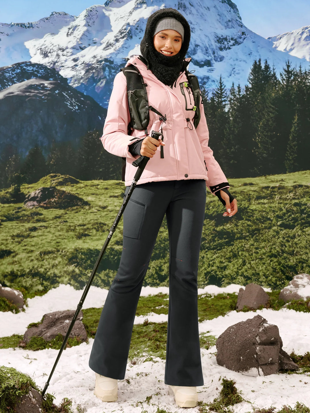 Women's Fleece-Lined Waterproof Flared Ski Pants