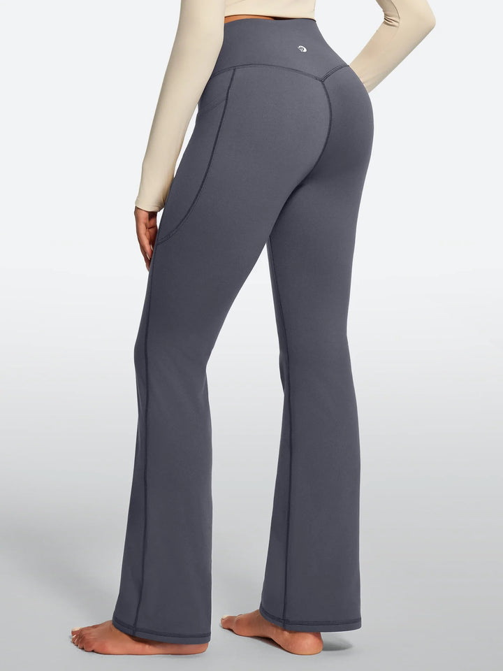 Women's Fleece-Lined Flared Yoga Pants with Pockets