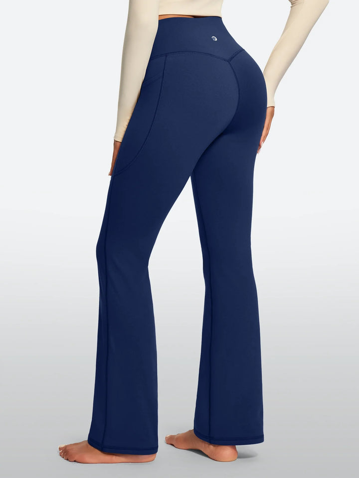 Women's Fleece-Lined Flared Yoga Pants with Pockets