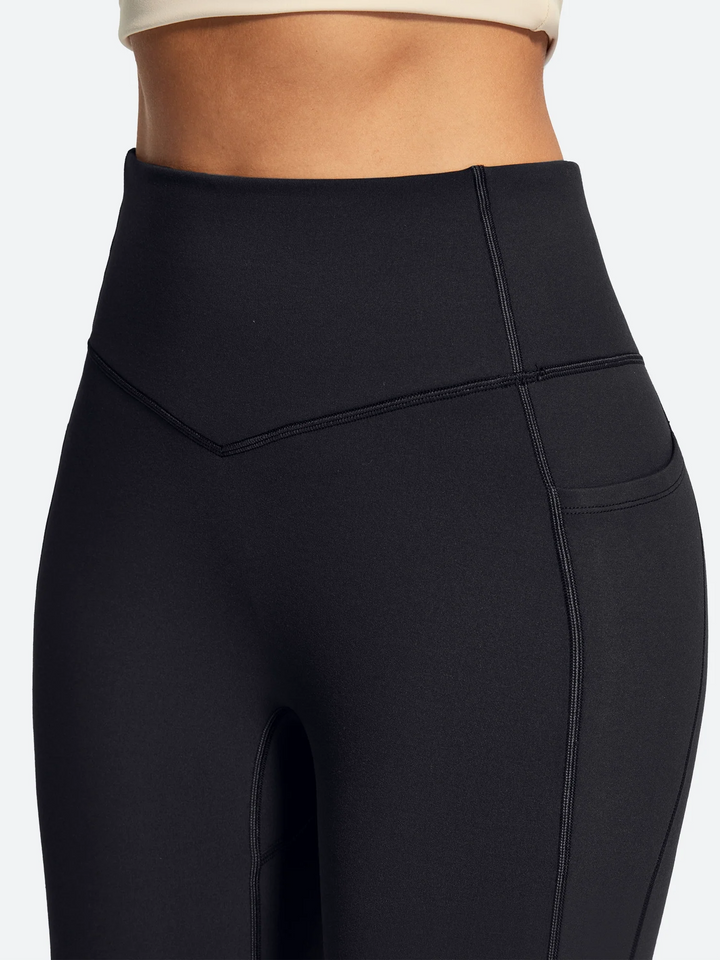 Women's Fleece-Lined Flared Yoga Pants with Pockets