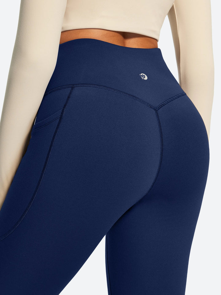 Women's Fleece-Lined Flared Yoga Pants with Pockets