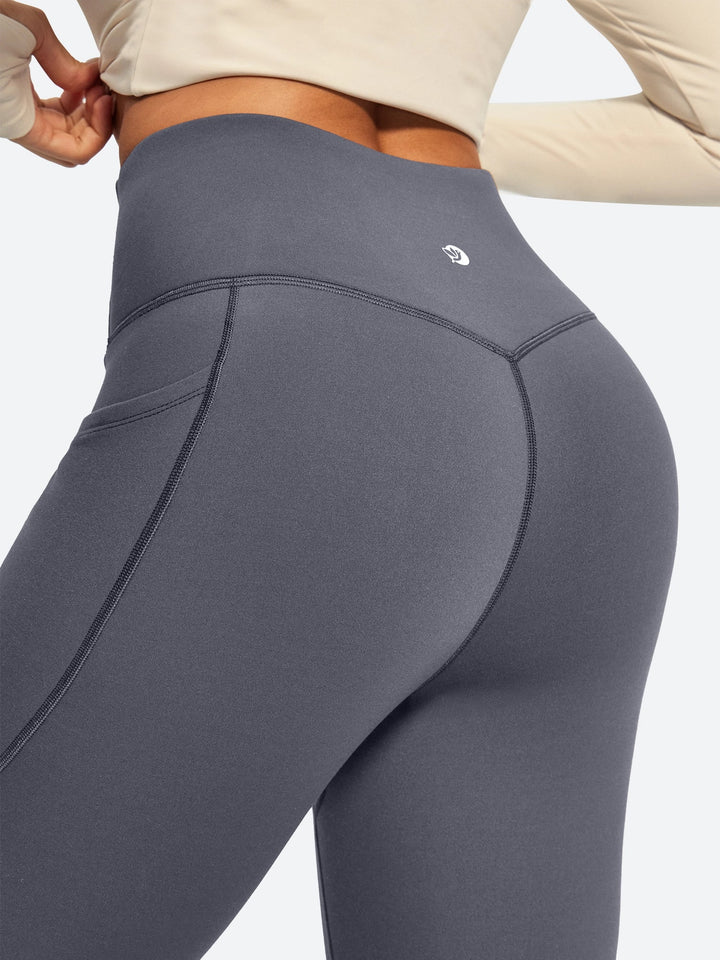 Women's Fleece-Lined Flared Yoga Pants with Pockets