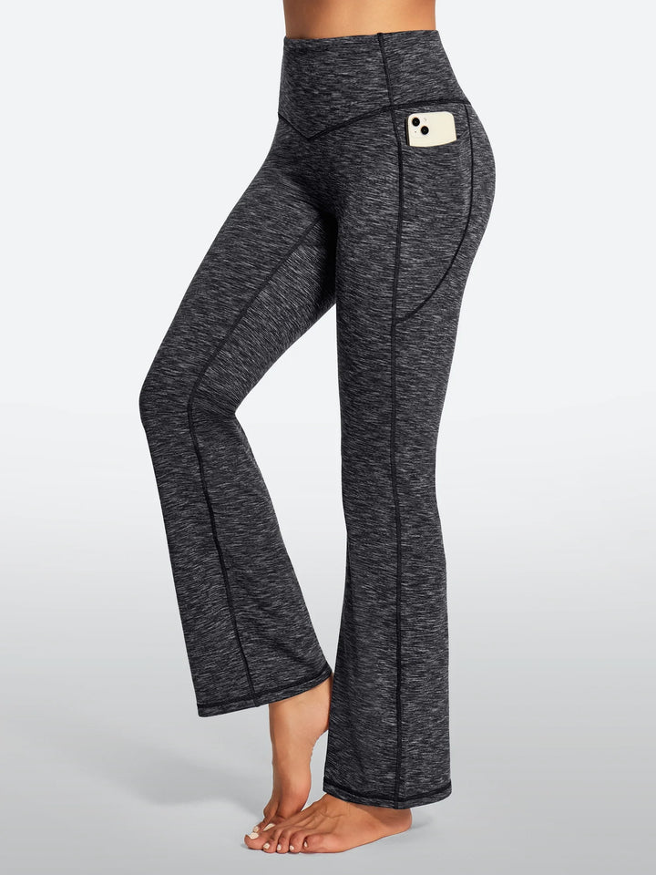 Women's Fleece-Lined Flared Yoga Pants with Pockets