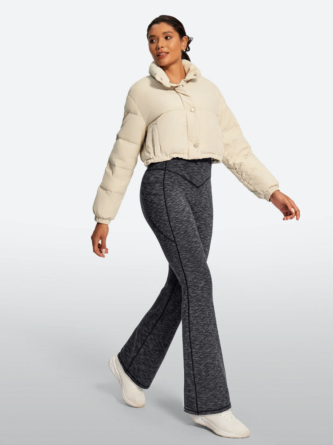 Women's Fleece-Lined Flared Yoga Pants with Pockets