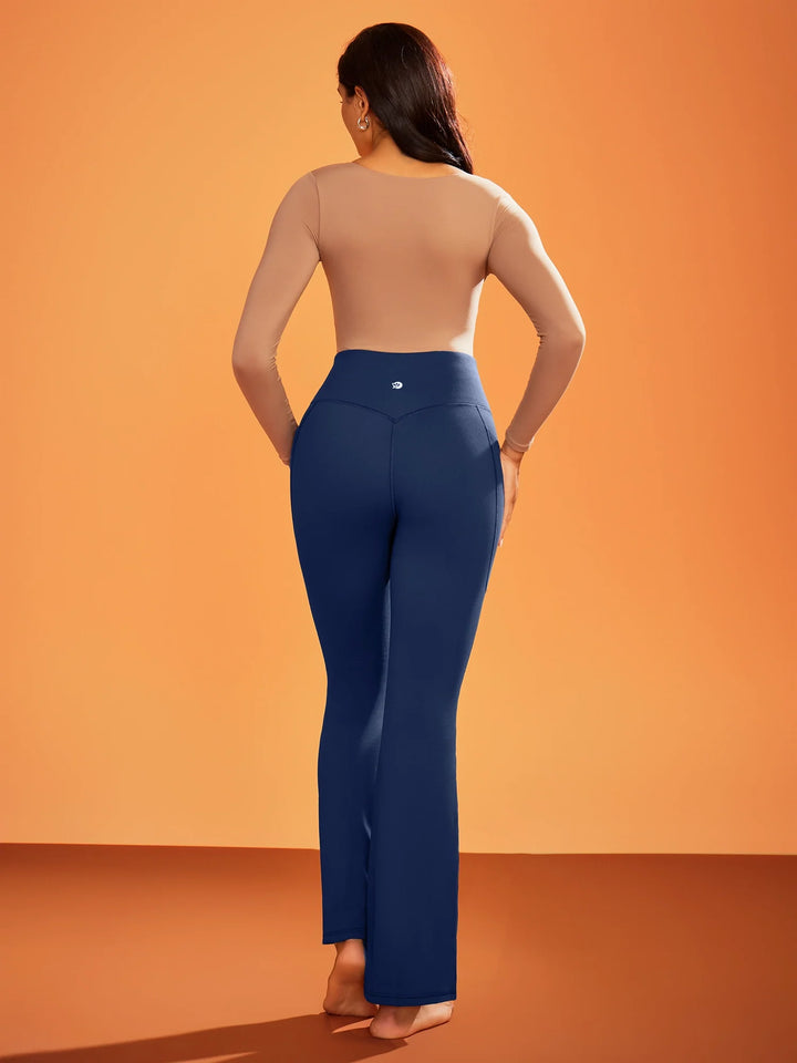Women's Fleece-Lined Flared Yoga Pants with Pockets