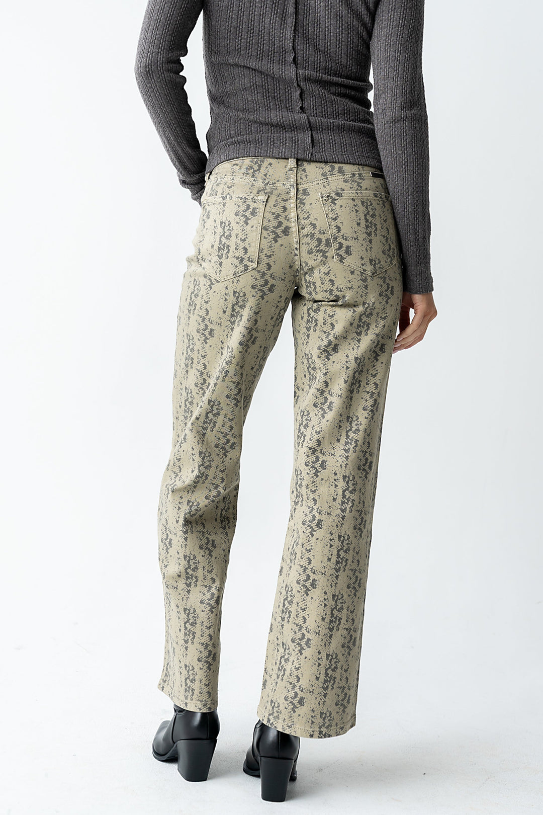 Jean Droit Femme – Imprimé Serpent en Coton Mélangé