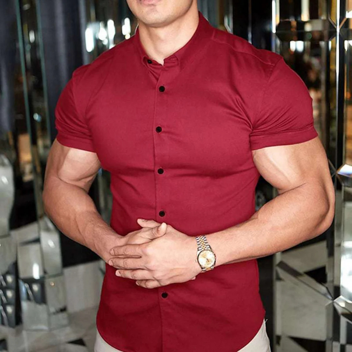 Hommes Chemise Boutonnée Slim | Manches Courtes