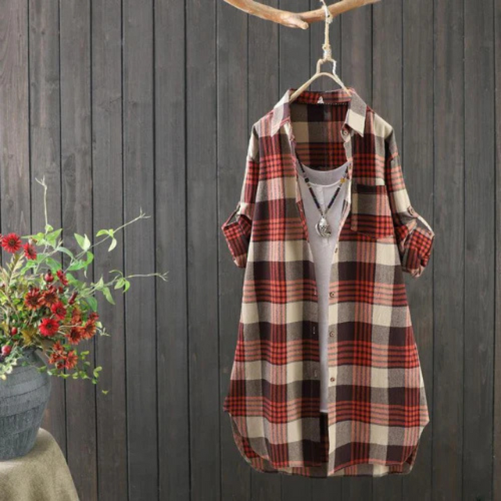 Femmes Chemise À Carreaux Surdimensionnée | Manches Longues
