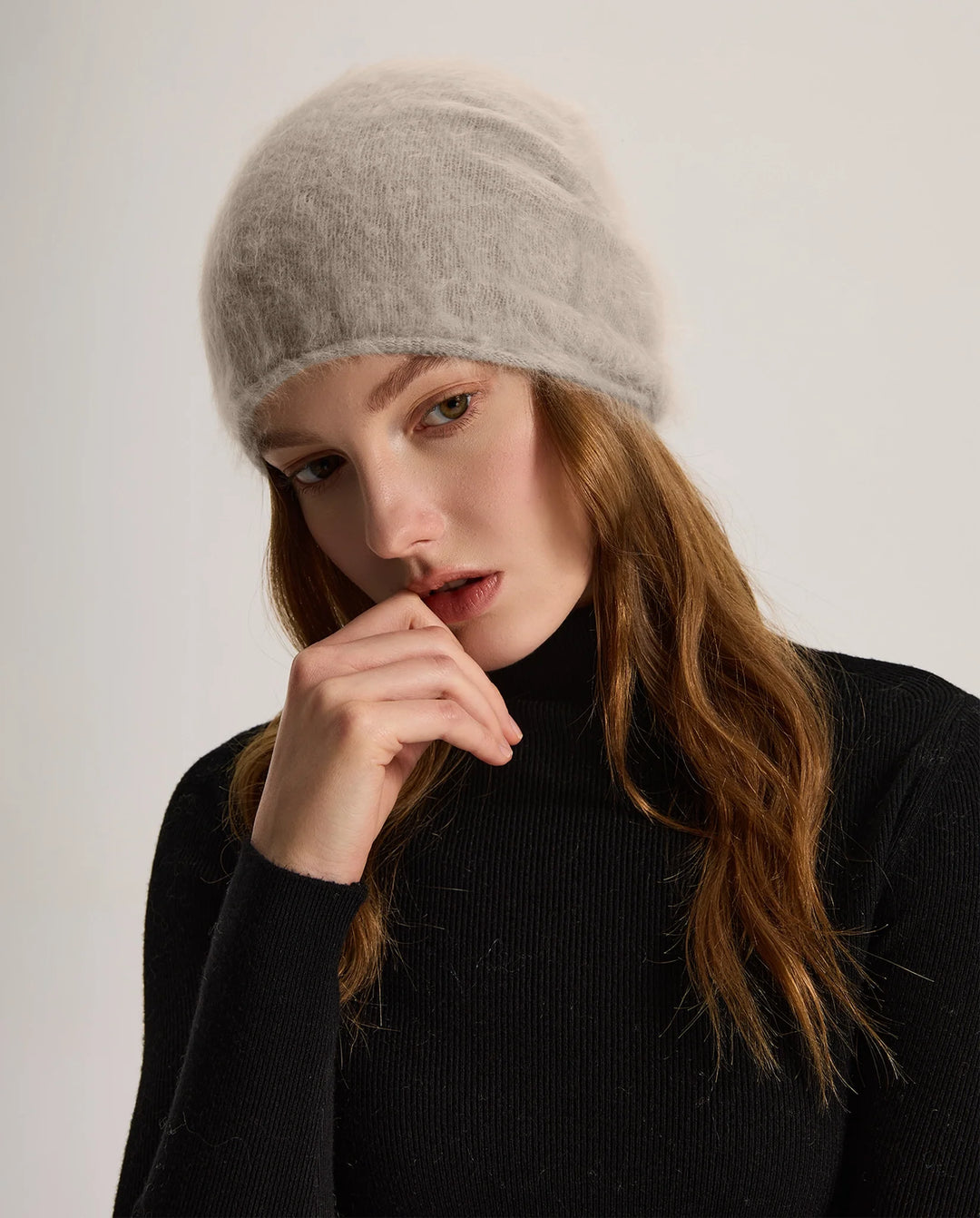 Bonnet de Ski Femme en Cachemire Brossé –  à Revers
