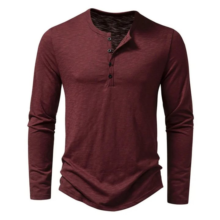 Émile | T-shirt pour Homme | Henley Manches Longues, Coupe Étroite & Moderne