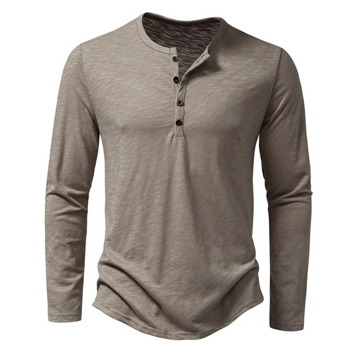 Émile | T-shirt pour Homme | Henley Manches Longues, Coupe Étroite & Moderne