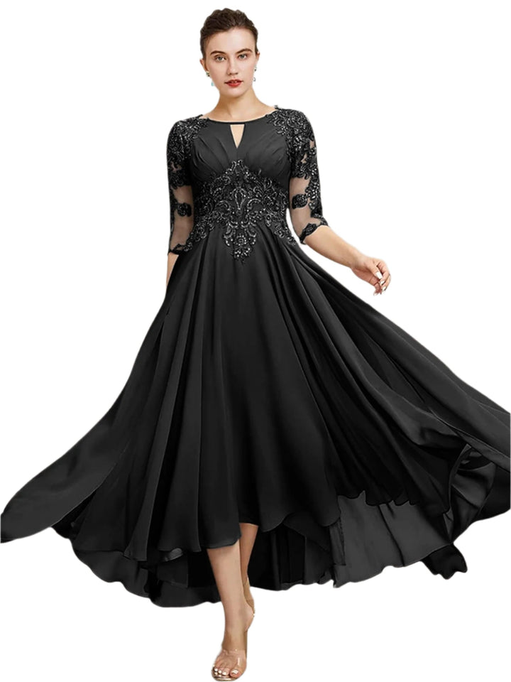 Robe De Mariée Pour Invitée Noire Évasée Pour Femme | Midi