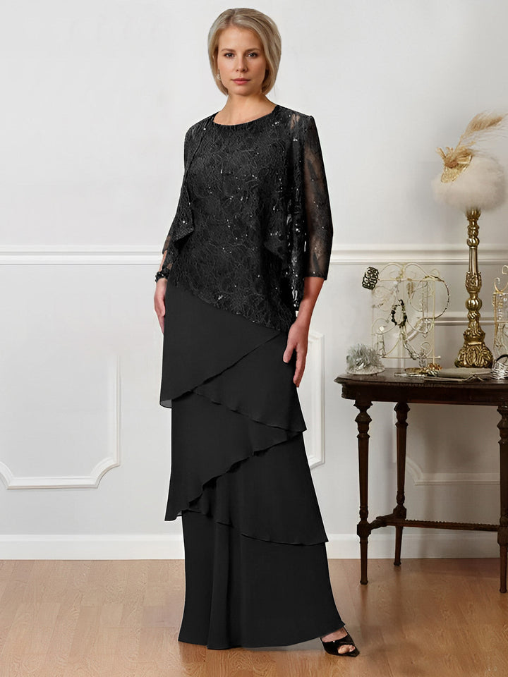 Robe De Mariée Pour Invitée À Manches 3/4 Et Superpositions Pour Femme | Maxi