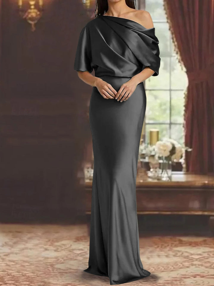 Robe De Mariée Pour Invitée Drapée À Épaules Dénudées Pour Femme | Maxi