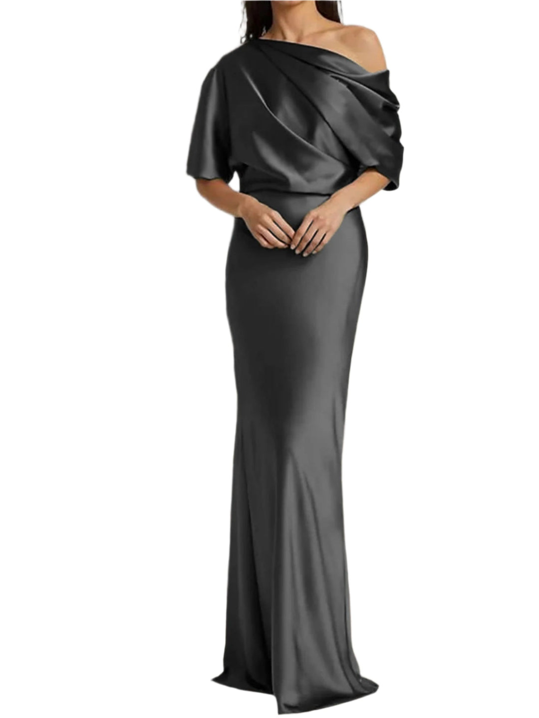 Robe De Mariée Pour Invitée Drapée À Épaules Dénudées Pour Femme | Maxi