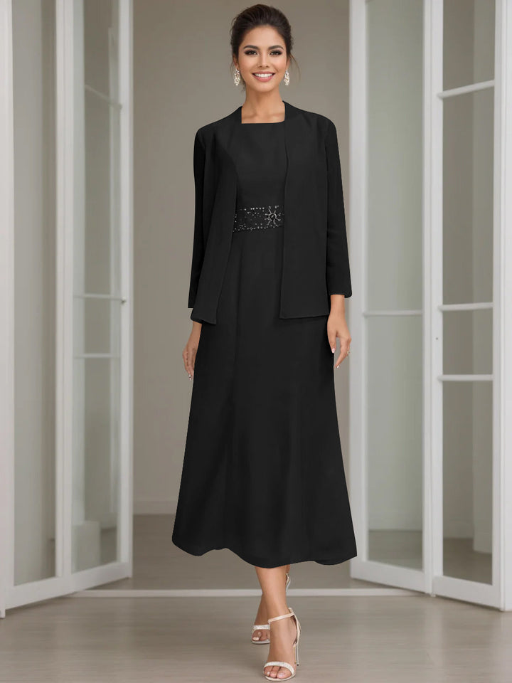 Robe De Mariée Pour Invitée Noire Pour Femme Avec Veste | Midi