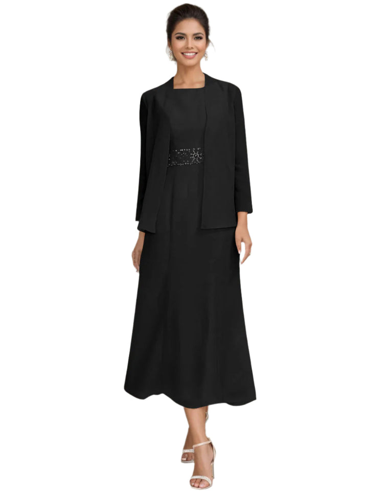 Robe De Mariée Pour Invitée Noire Pour Femme Avec Veste | Midi