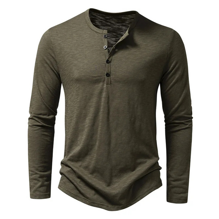 Émile | T-shirt pour Homme | Henley Manches Longues, Coupe Étroite & Moderne