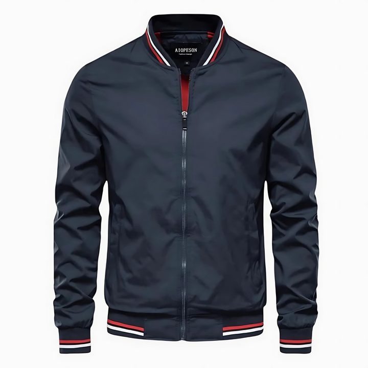 Blouson Bomber Léger à Col Montant et Bande Contrastante pour Homme