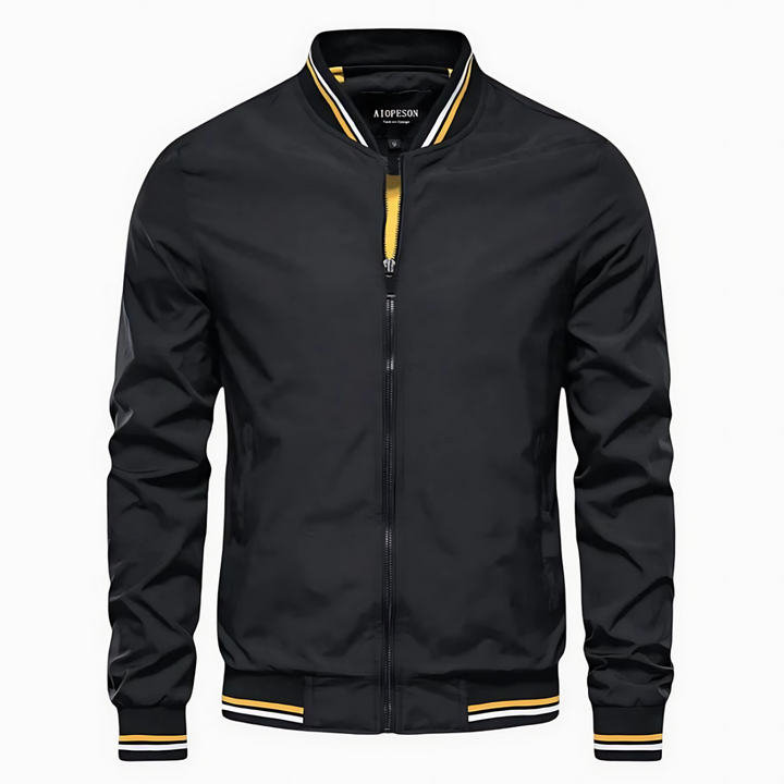 Blouson Bomber Léger à Col Montant et Bande Contrastante pour Homme