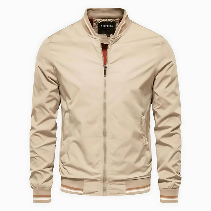 Blouson Bomber Léger à Col Montant et Bande Contrastante pour Homme