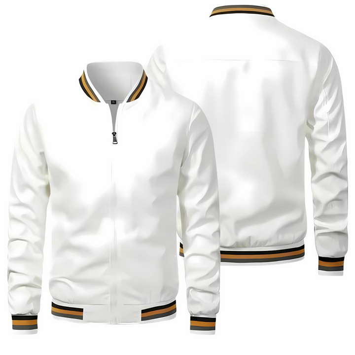 Blouson Bomber Léger à Col Montant et Bande Contrastante pour Homme