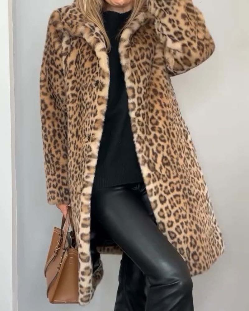 Veste Longue Femme à Imprimé Léopard – Douce Coupe Décontractée
