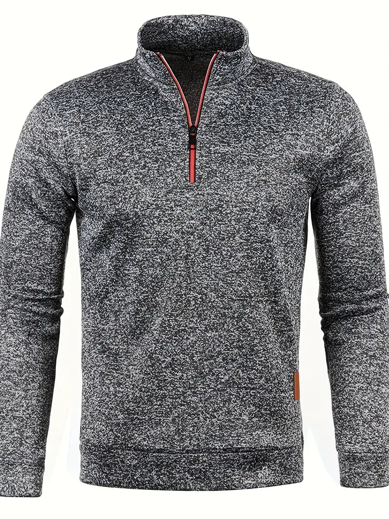Maglione da uomo in pile con mezza cerniera e collo alto