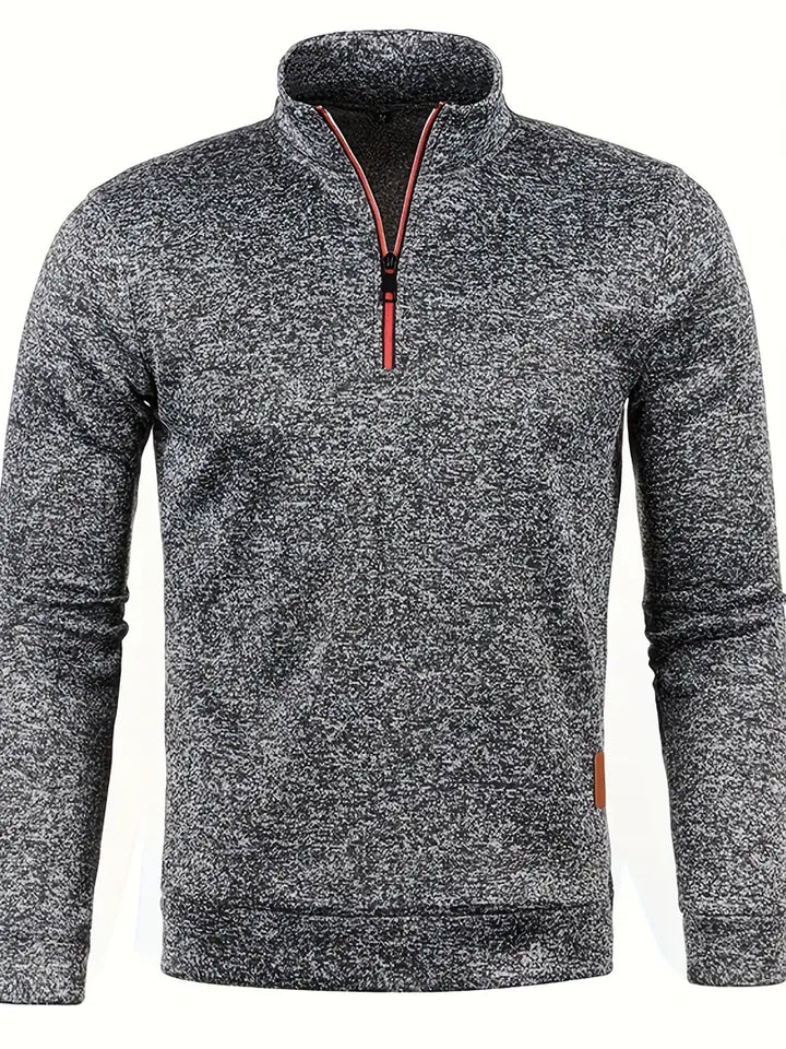 Maglione da uomo in pile con mezza cerniera e collo alto