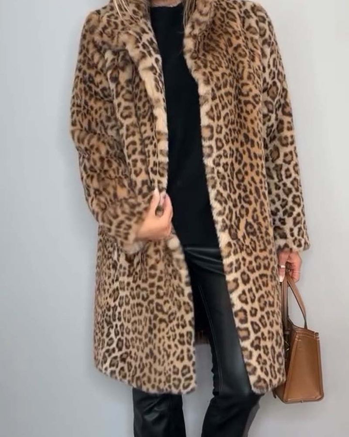 Veste Longue Femme à Imprimé Léopard – Douce Coupe Décontractée
