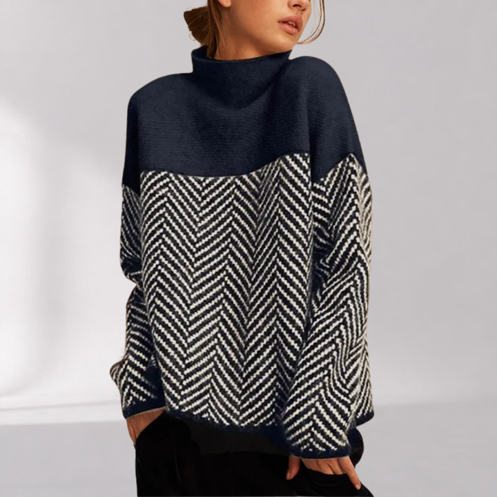 Pull Col Roulé Femme – Poignets et Ourlet Côtelés