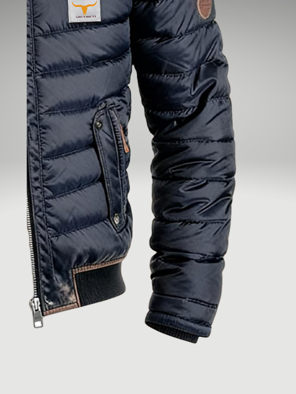 Blouson Homme Matelassé Col Montant Zippé Poches Poitrine