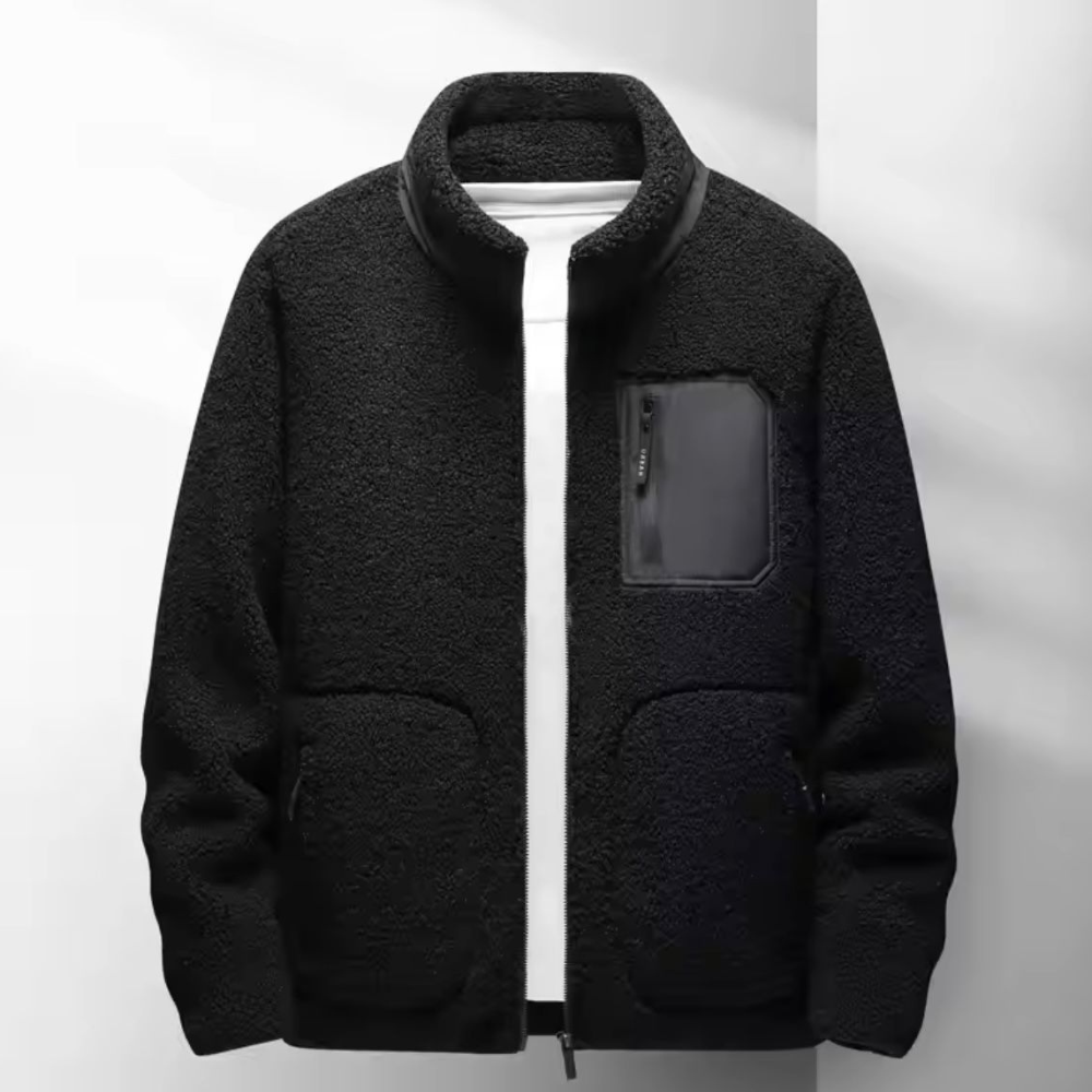 Herren-Fleecejacke mit Reißverschluss und Brusttasche
