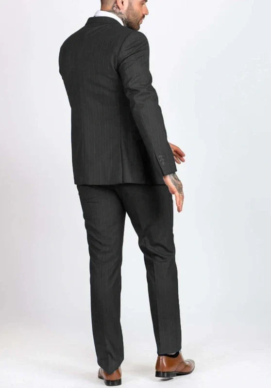 Costume Trois Pièces Homme Coupe Classique avec Col Notch et Gilet Six Boutons