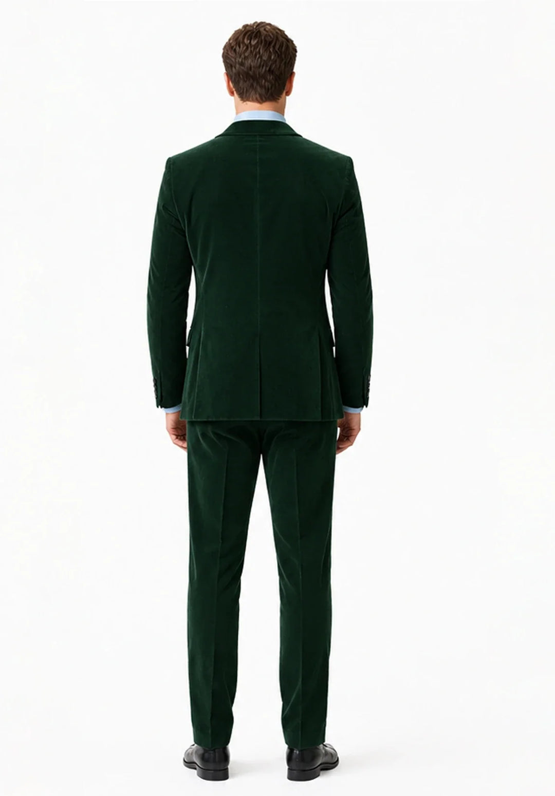 Abito da uomo a due pezzi regular fit in velluto con revers a dente e giacca a tre bottoni