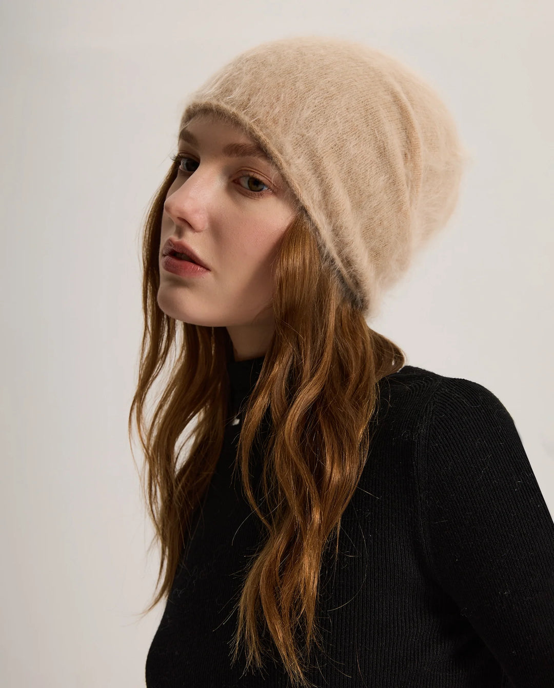 Bonnet de Ski Femme en Cachemire Brossé –  à Revers