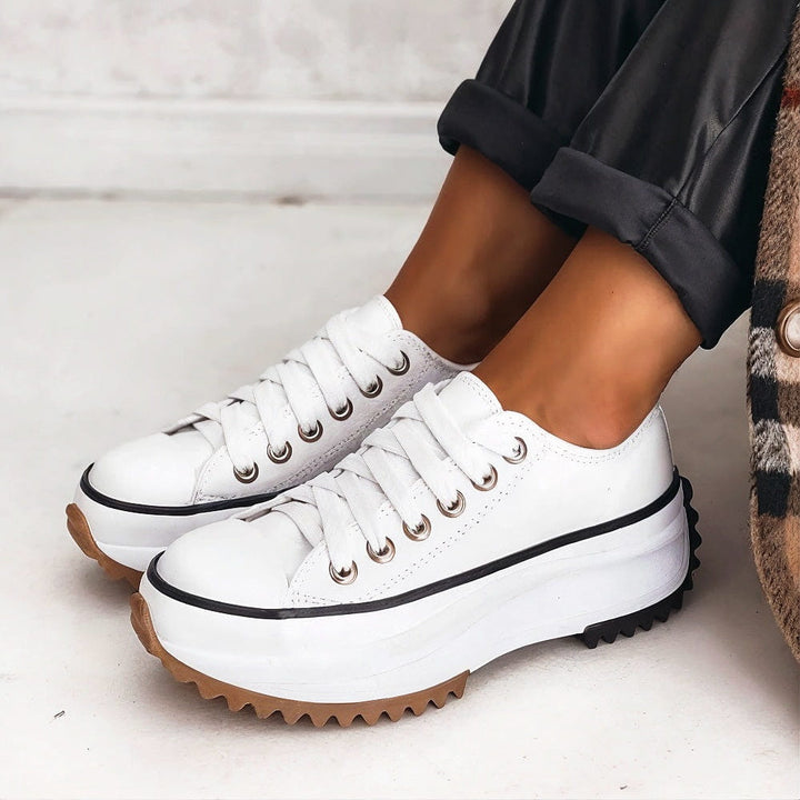 Sneakers da donna in tela con plateau e suola rialzata antiscivolo