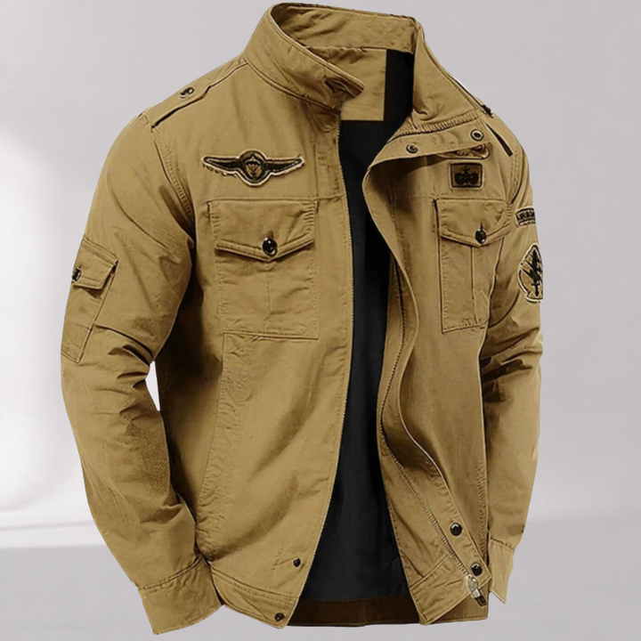 Veste Cargo Homme en Coton – Col Montant Style Militaire