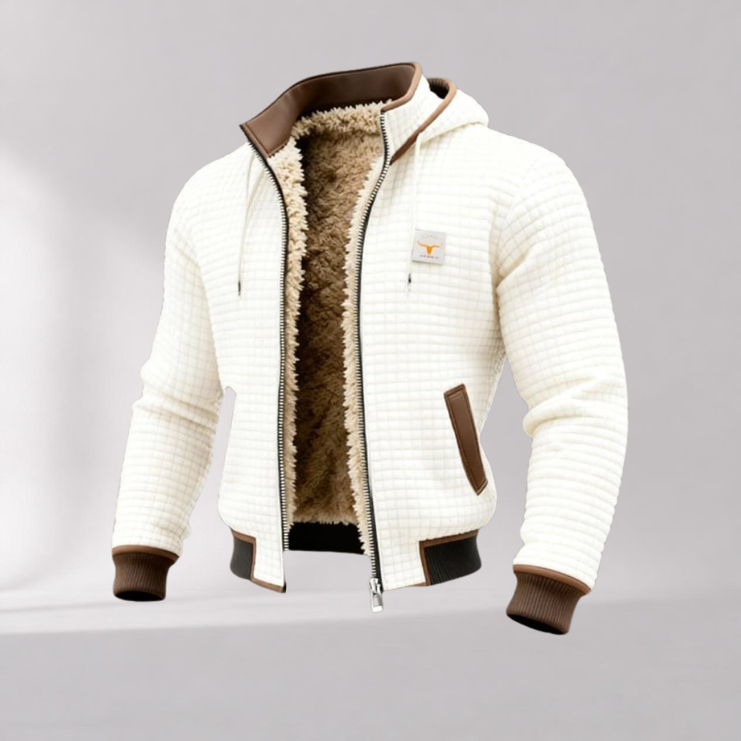 Blouson Bomber Matelassé Homme Doublé Sherpa avec Détails en Cuir