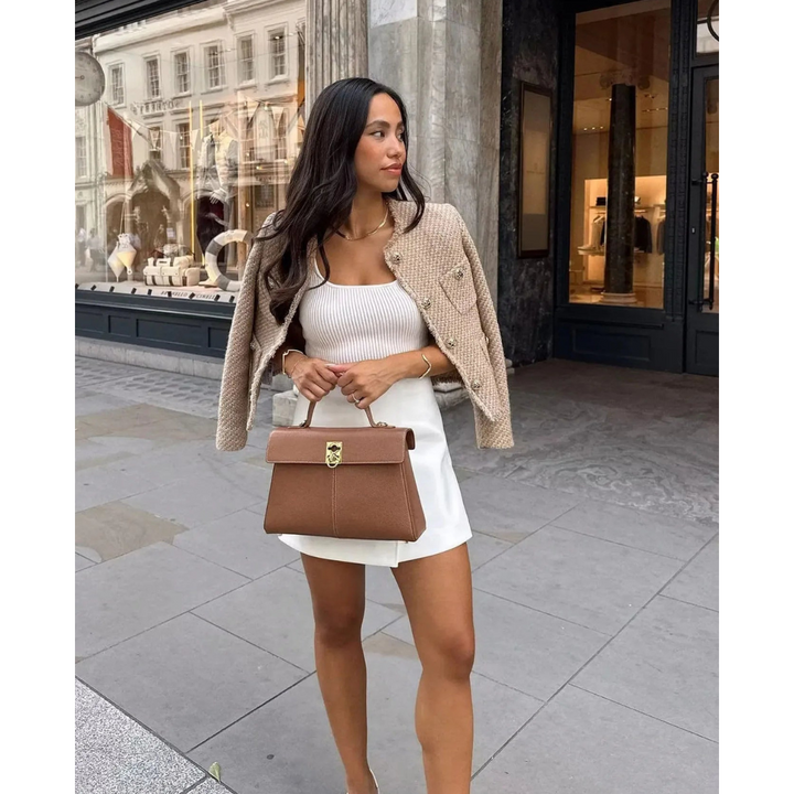 Femmes Manches Longues Bouton Doudoune | Court