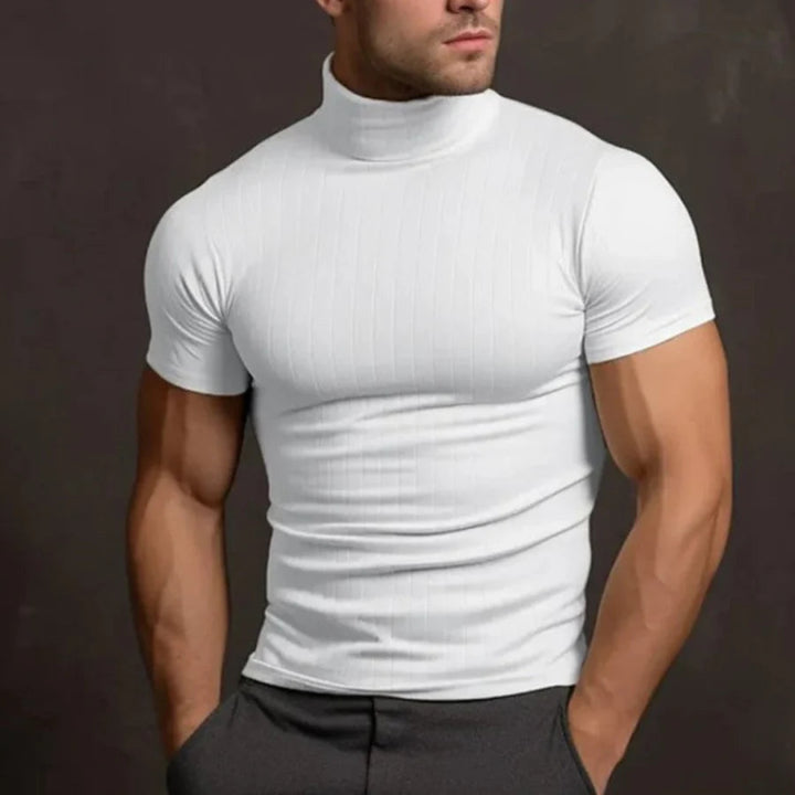 Hommes T-shirt Décontracté À Col Roulé | Manches Courtes
