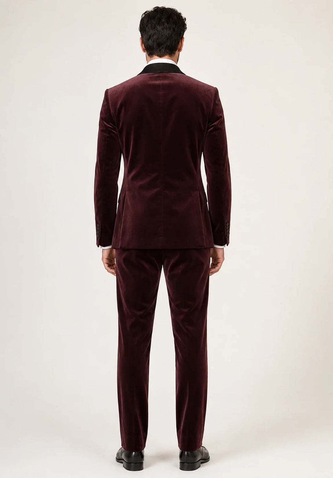 Slim fit-smoking i to dele til mænd i velour med spids revers