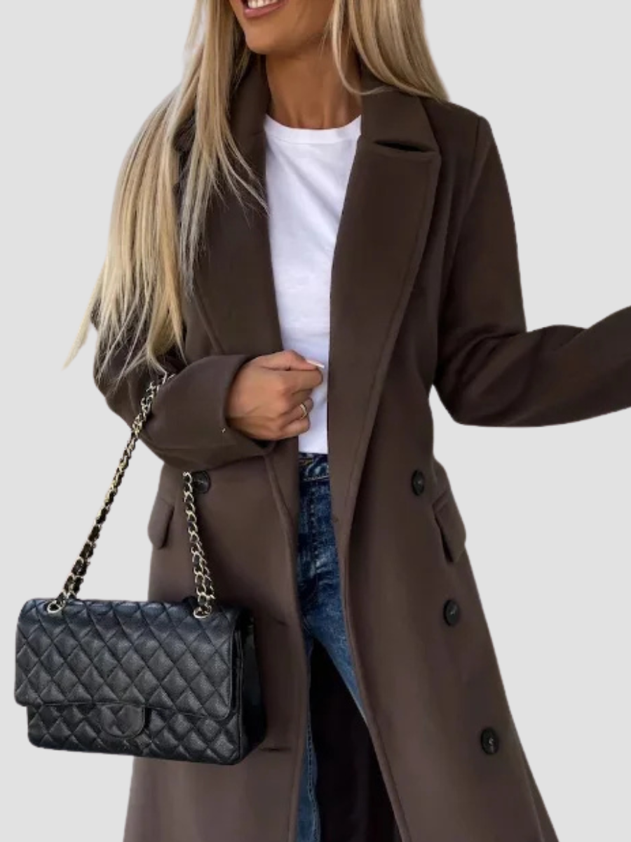 Manteau Croisé à Revers Femme