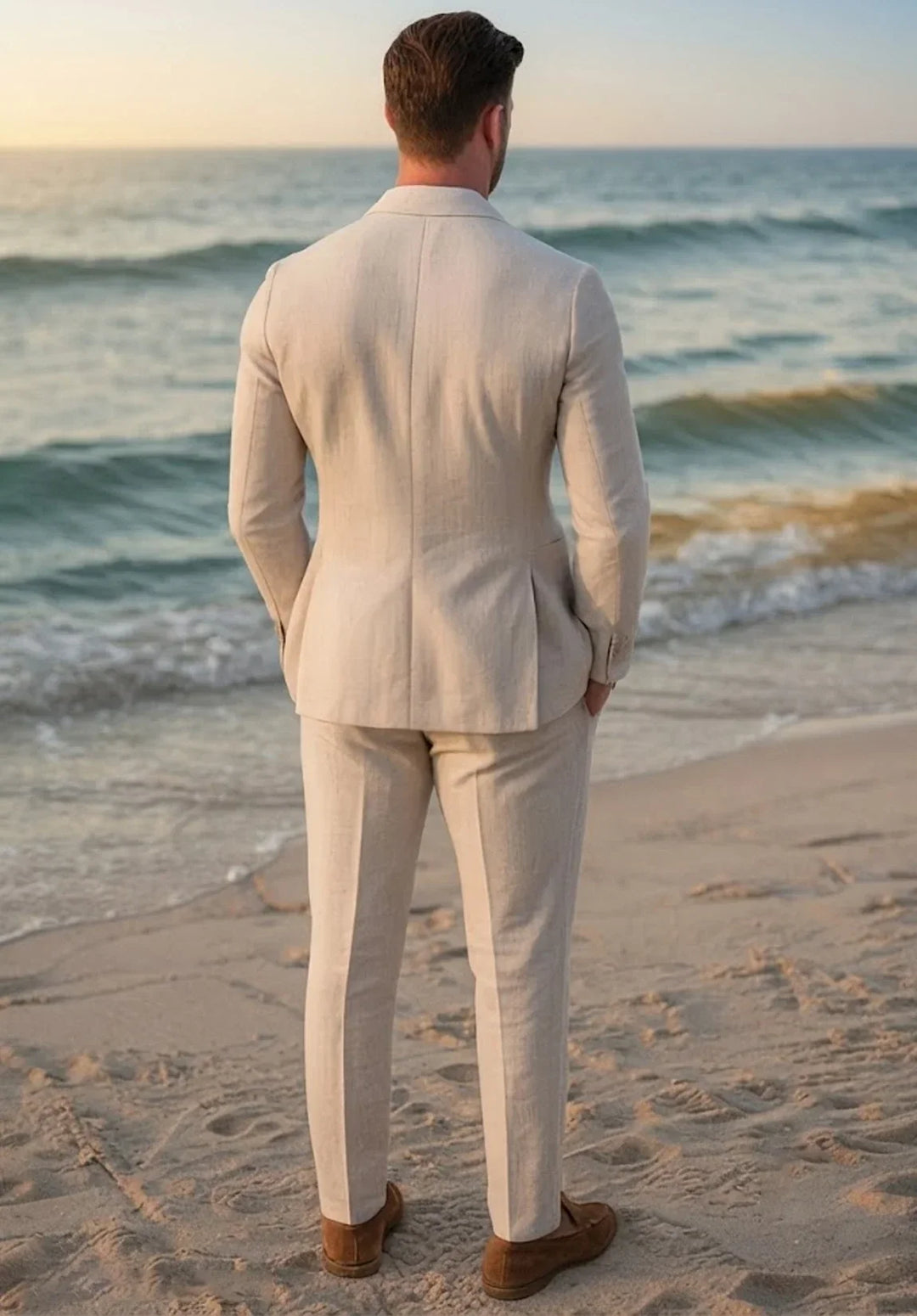 Herren-Zweiteiler mit Regular Fit aus Leinenmischgewebe, aufgesetzten Taschen und einem Knopf