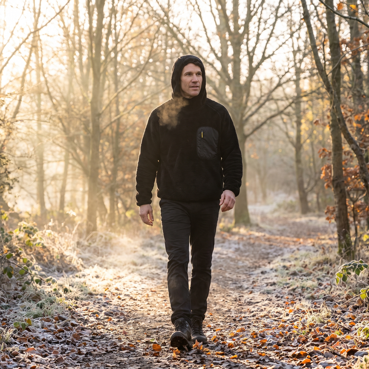 Men's Sherpa Fleece Hoodie with Zipped Chest Pocket