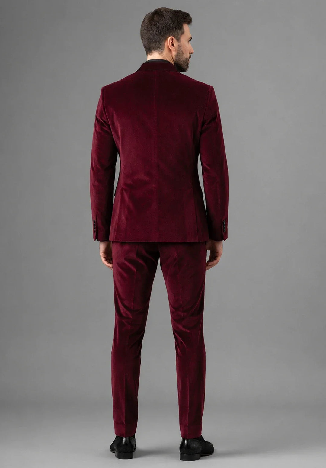Men’s Slim Fit Two-Piece Velvet Tuxedo with Satin Peak Lapel